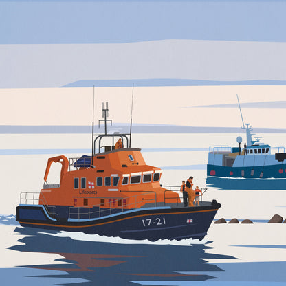 Newhaven Travel Poster - Lighthouse - Harbour - East Sussex - Lifeboat - Minimalist Wall Art