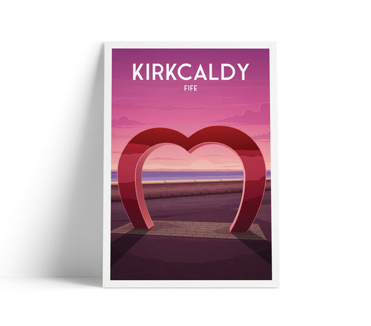 Kirkcaldy Love Heart Print - Fife Sculpture - Travel Poster - Fife Coastal Path - Scotland
