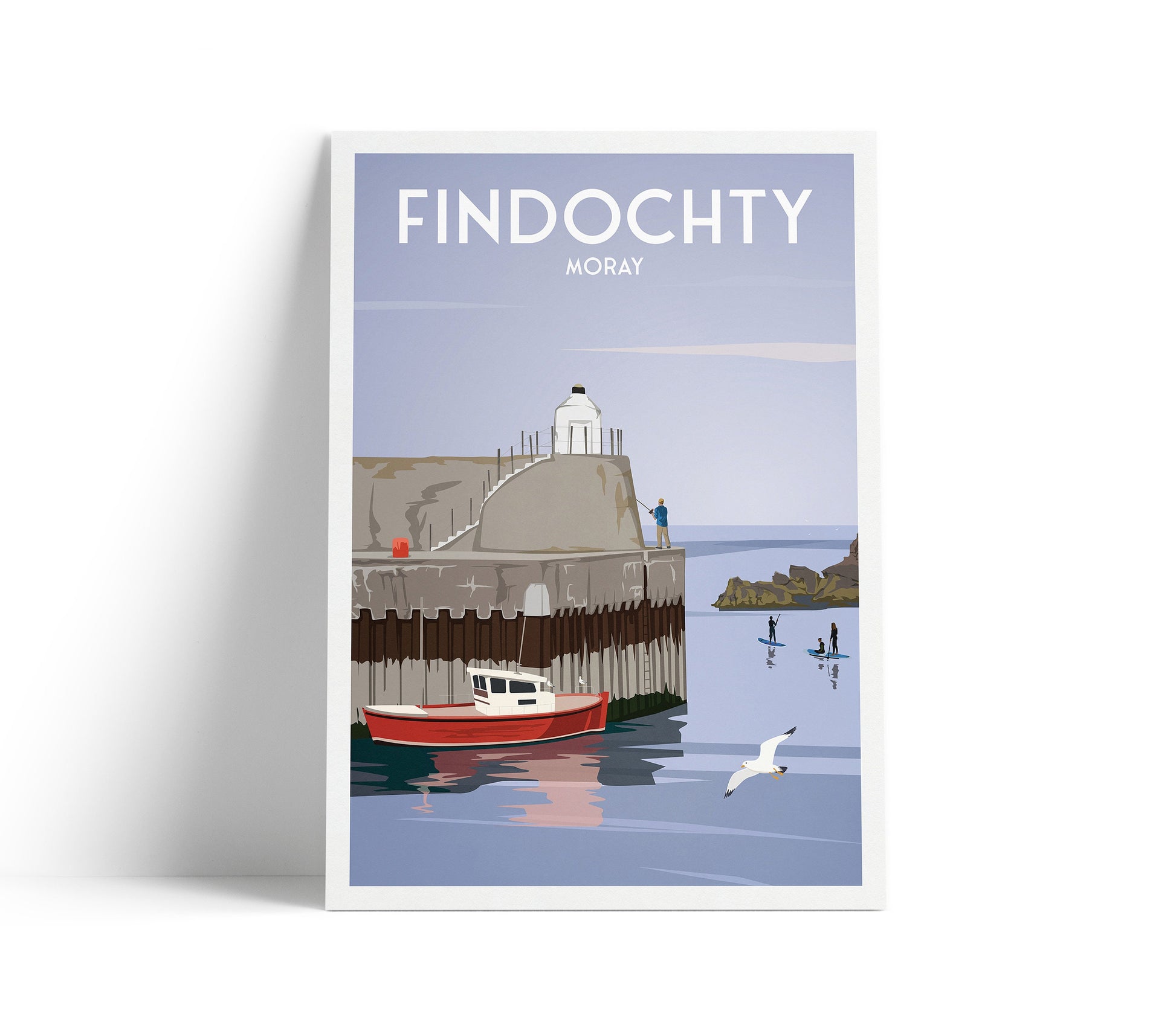 Findochty Print - Moray Firth - Buckie - Harbour- Paddleboarding - Scotland - Travel Poster