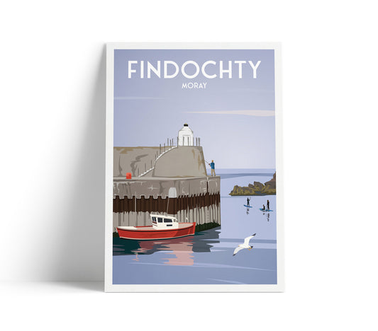 Findochty Print - Moray Firth - Buckie - Harbour- Paddleboarding - Scotland - Travel Poster