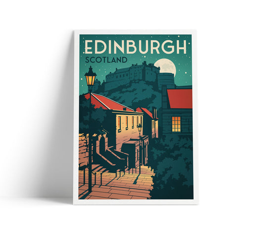 Edinburgh Castle - Vennel Steps View - Edinburgh Castle Print - Travel Poster