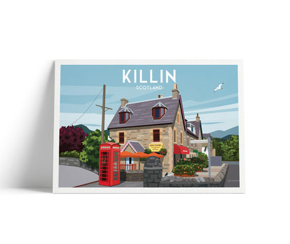 Killin Travel Poster - Perthshire - Scotland - Red Telephone Box - Art Print