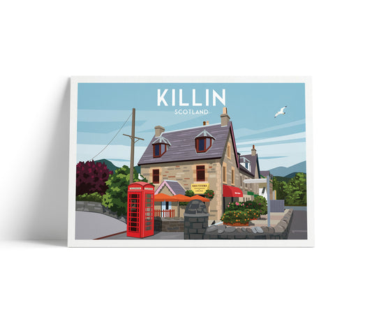 Killin Travel Poster - Perthshire - Scotland - Red Telephone Box - Art Print