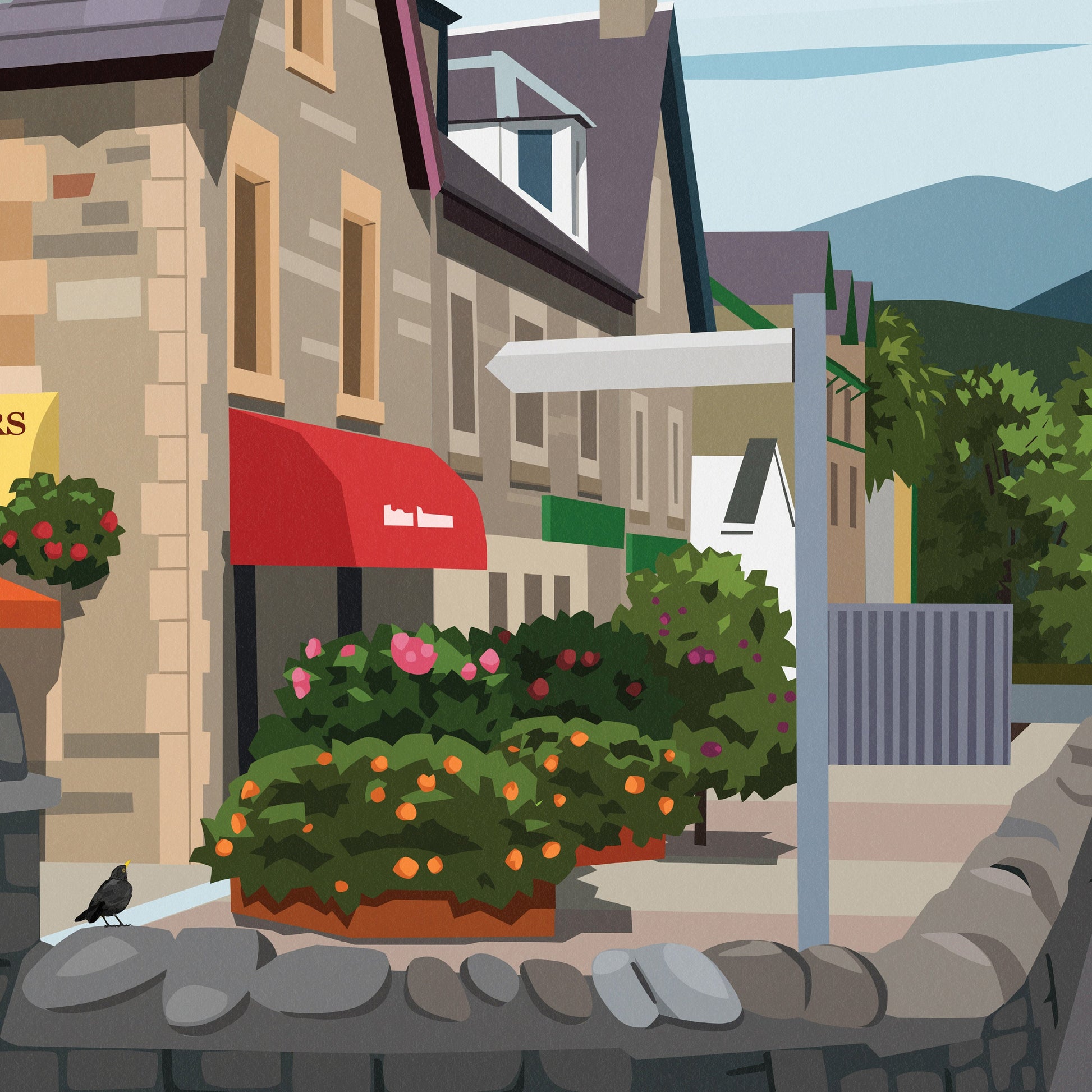 Killin Travel Poster - Perthshire - Scotland - Red Telephone Box - Art Print