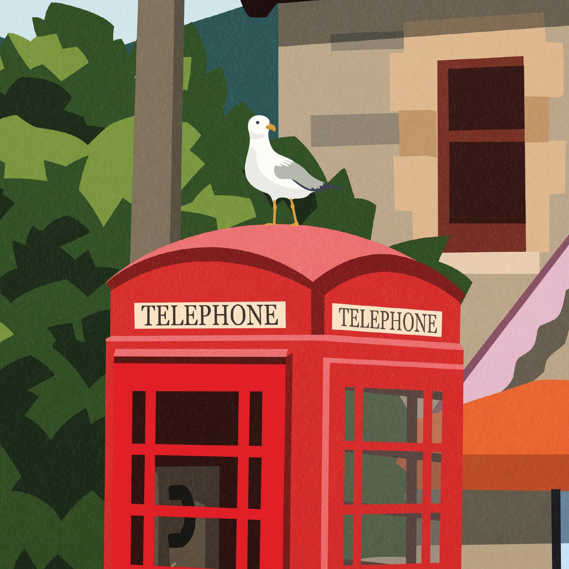 Killin Travel Poster - Perthshire - Scotland - Red Telephone Box - Art Print