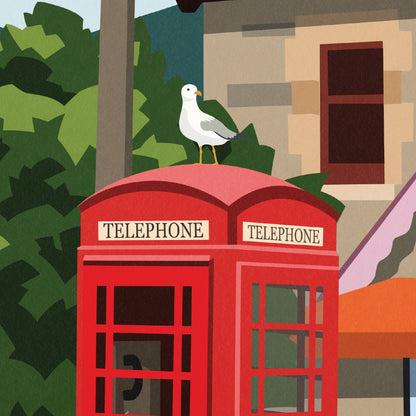 Killin Travel Poster - Perthshire - Scotland - Red Telephone Box - Art Print