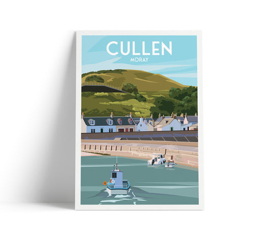 Cullen Print - Moray Firth - Harbour - Scotland - Travel Poster