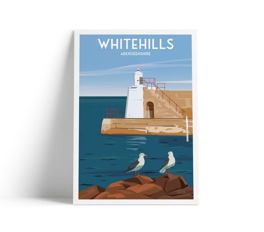 Whitehills Print - Aberdeenshire - Lighthouse - Banffshire - Travel Poster