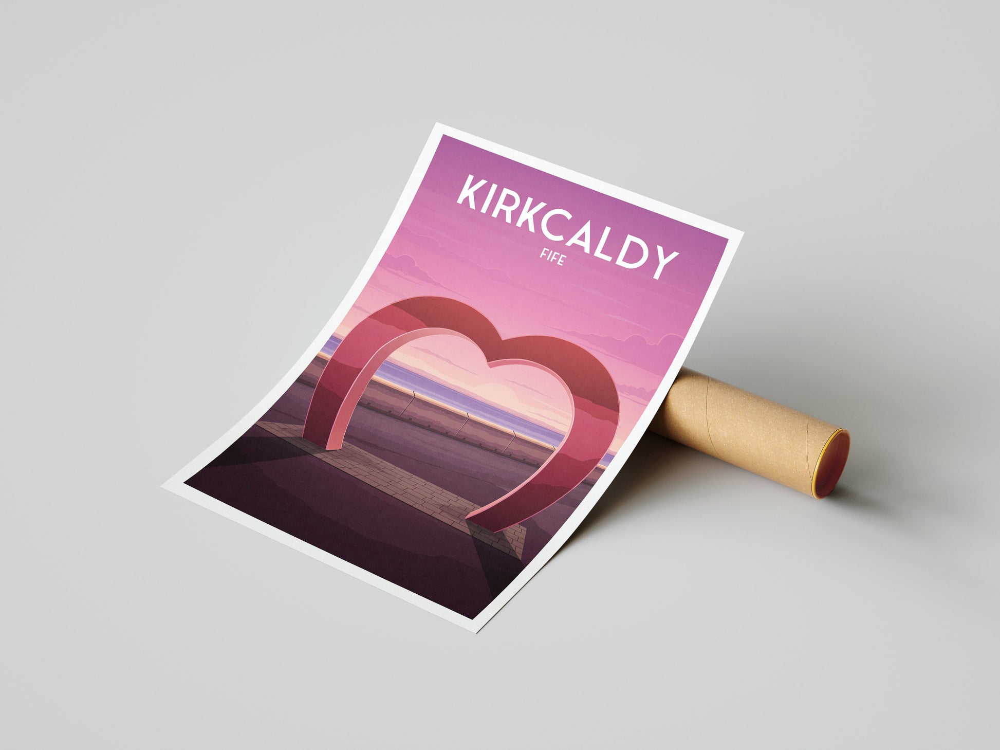 Kirkcaldy Love Heart Print - Fife Sculpture - Travel Poster - Fife Coastal Path - Scotland