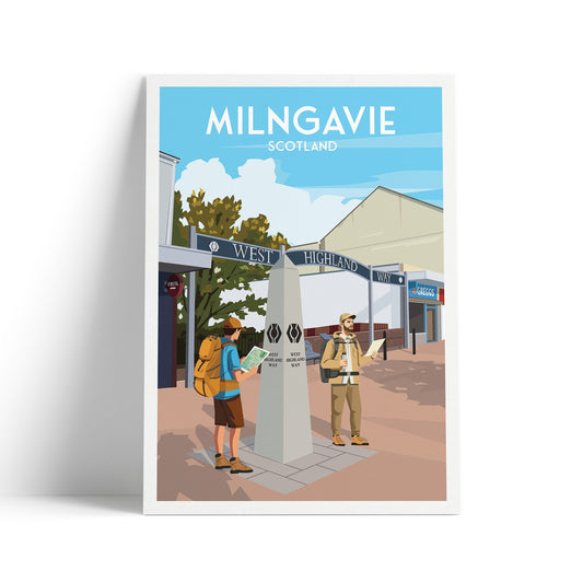 Milngavie Print - West Highland Way - Trail Beginning - Scotland - Hillwalking - Travel Poster