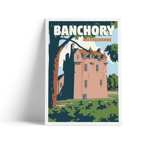 Banchory Print - Aberdeenshire Travel Poster - Scotland Illustration Art