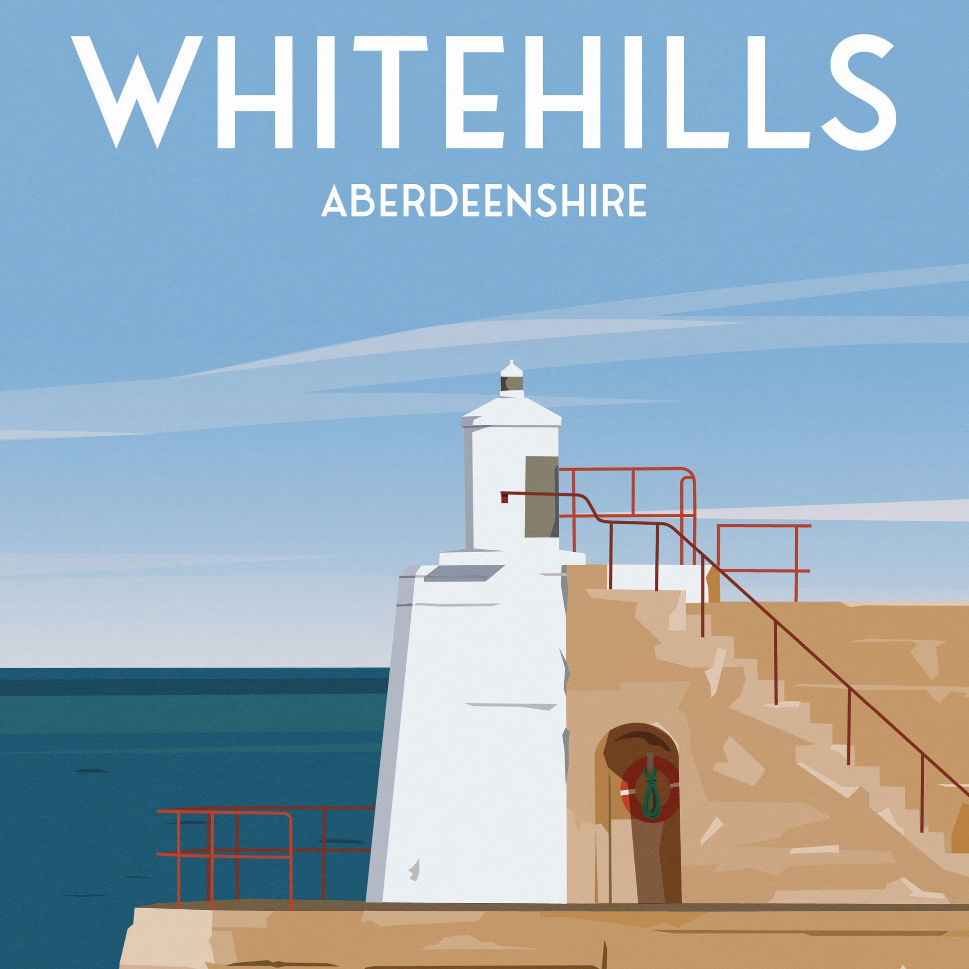 Whitehills Print - Aberdeenshire - Lighthouse - Banffshire - Travel Poster