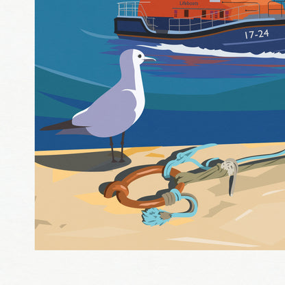 Stonehaven Print - Stonehaven Harbour - Aberdeenshire - Scotland - Lifeboat - Seagull