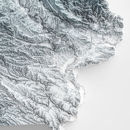 Iowa Art Relief Map - 2D Print - USA Geology - 2D Shaded Relief Map - United States of America