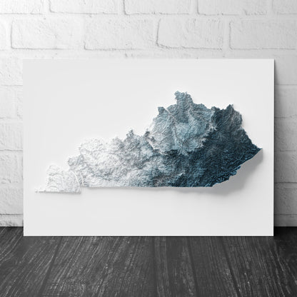 Kentucky Art Relief Map - 2D Print - USA Geology - 2D Shaded Relief Map - United States of America
