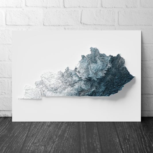 Kentucky Art Relief Map - 2D Print - USA Geology - 2D Shaded Relief Map - United States of America