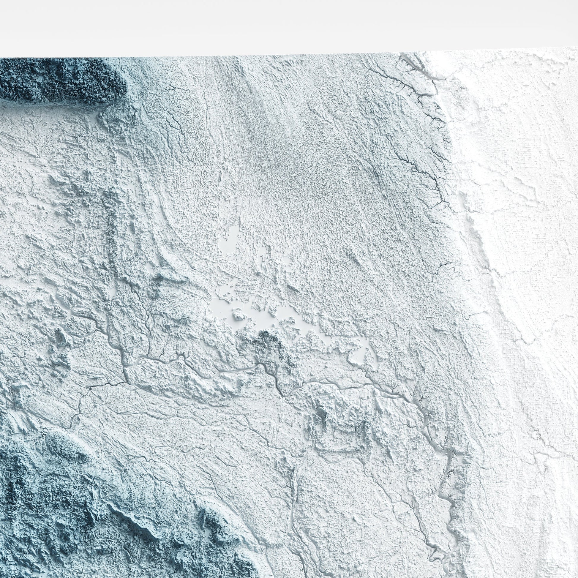 North Dakota Art Relief Map - 2D Print - USA Geology - 2D Shaded Relief Map - United States of America