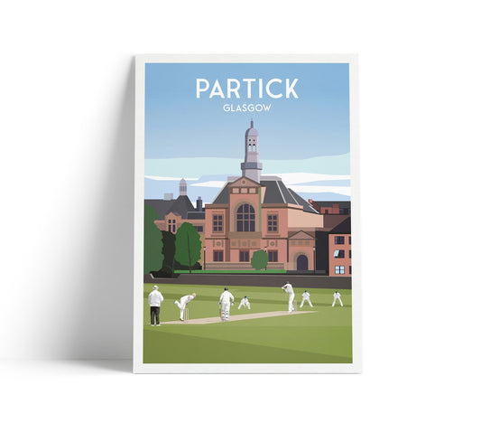 Partick Cricket Print - Glasgow Travel Poster - West of Scotland - Wall Art
