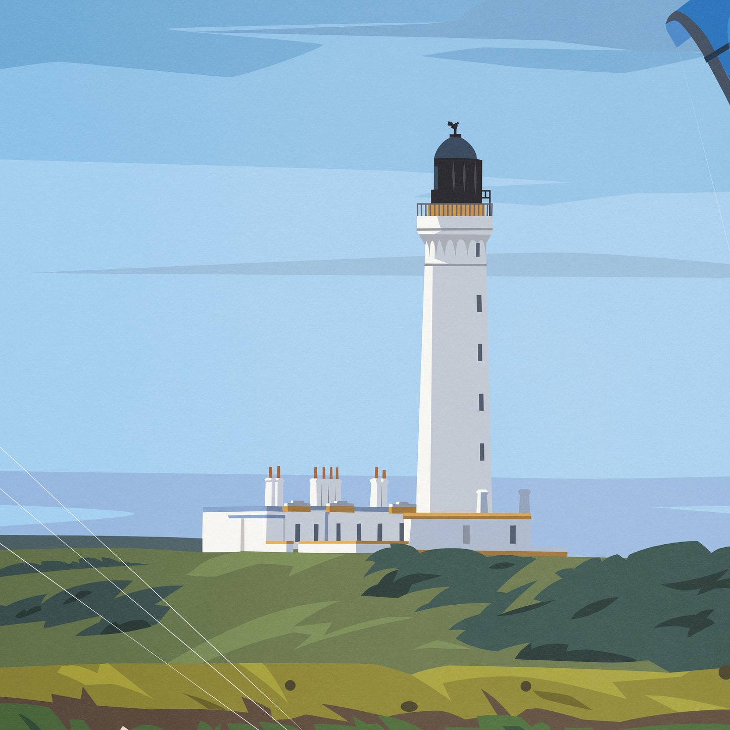 Lossiemouth Print - Moray Firth - Kite Surfing - Scotland - Travel Poster - #Covesea Lighthouse