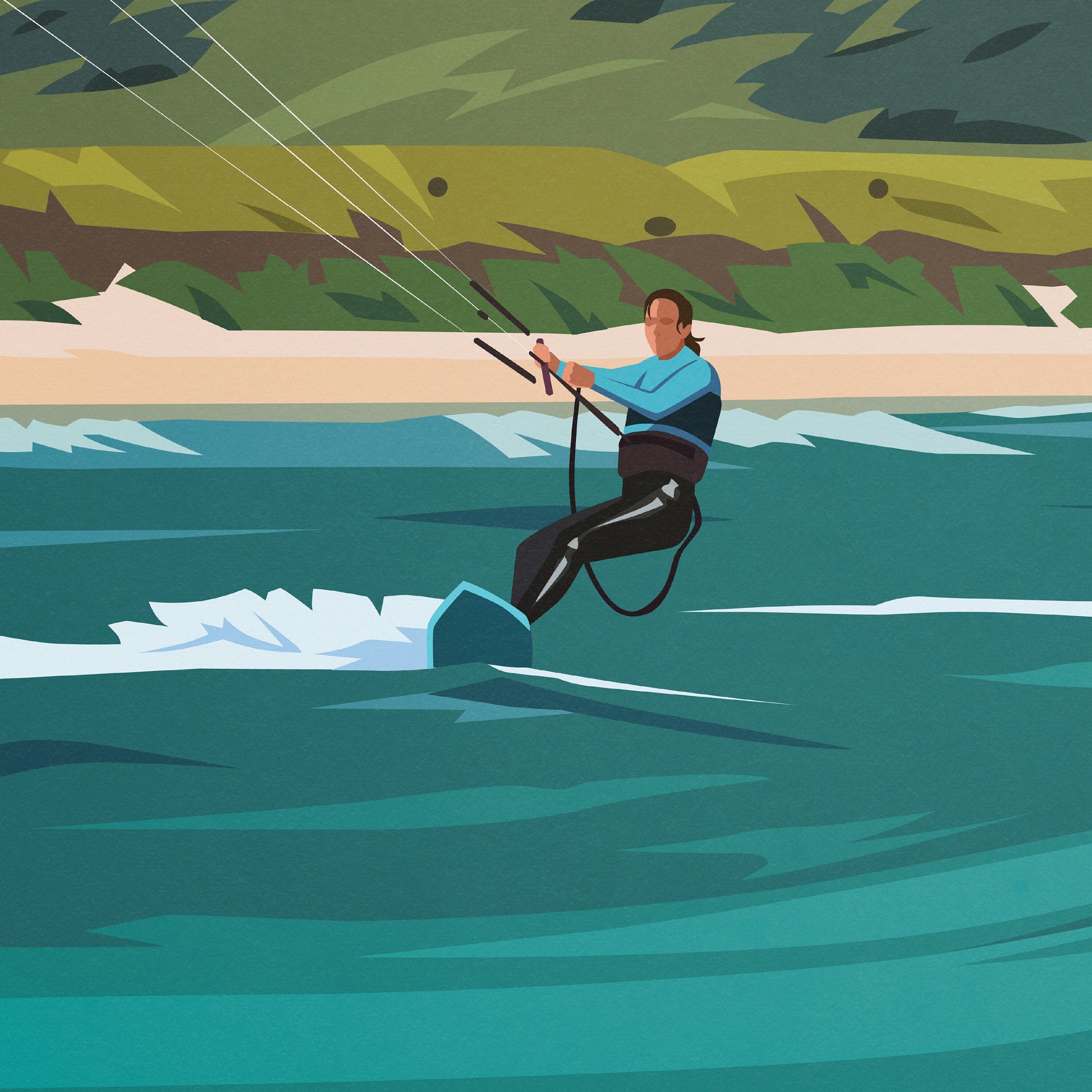 Lossiemouth Print - Moray Firth - Kite Surfing - Scotland - Travel Poster - #Covesea Lighthouse