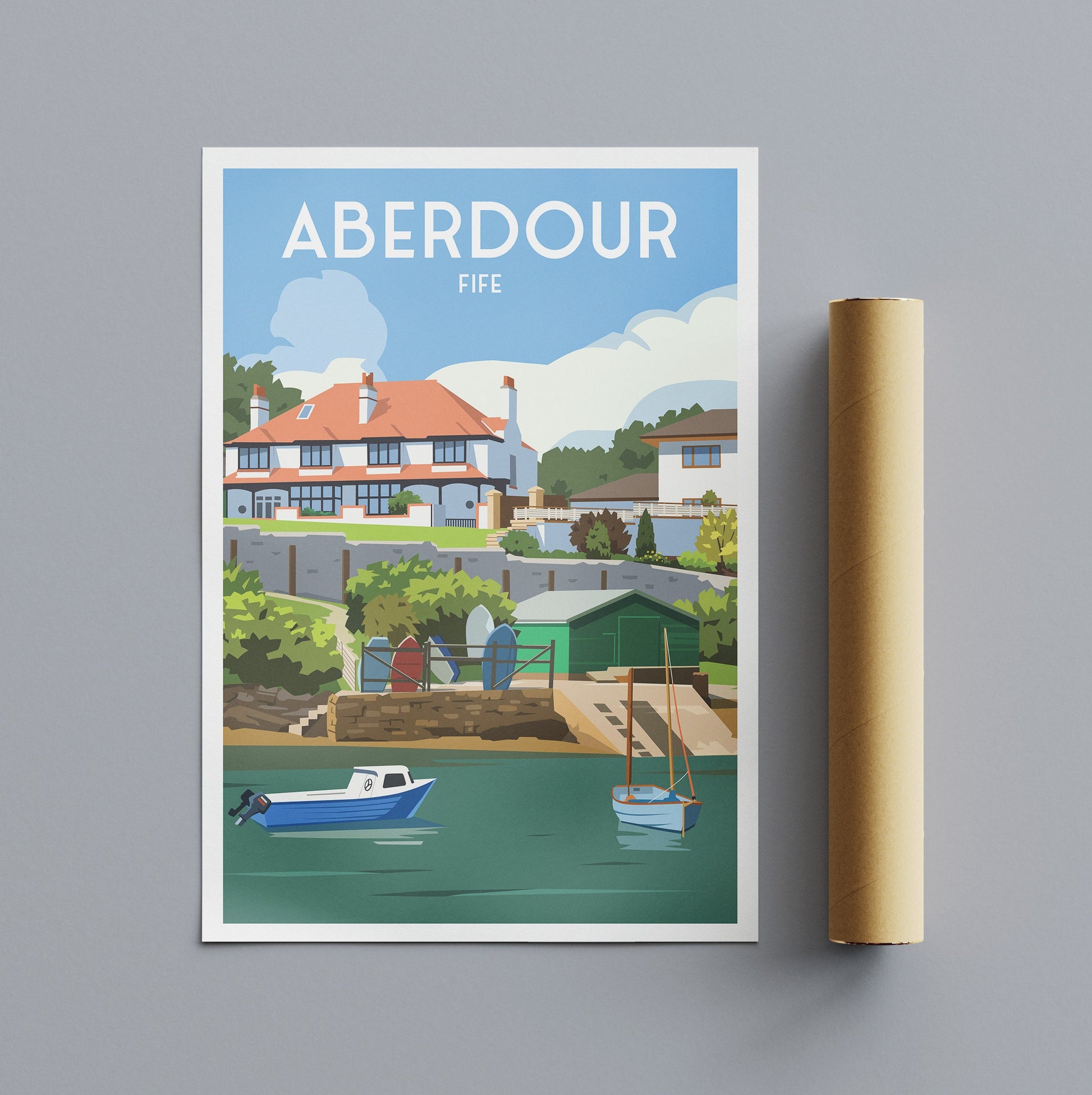 Aberdour Print - Harbour - Fife Coastal Path - Scotland Wall Art - Travel Poster