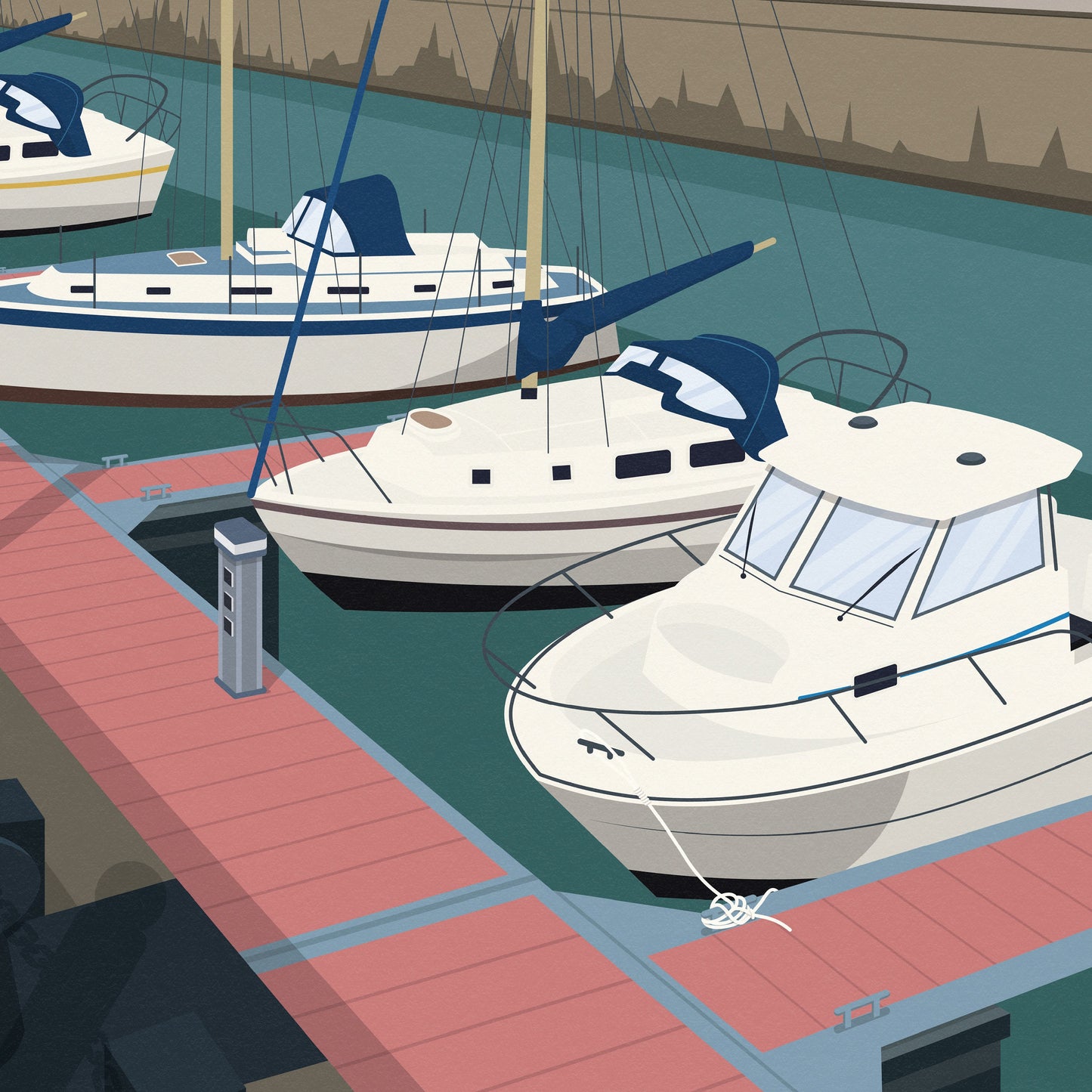 Lossiemouth Harbour Print - Moray Travel Poster - Scotland - Boats