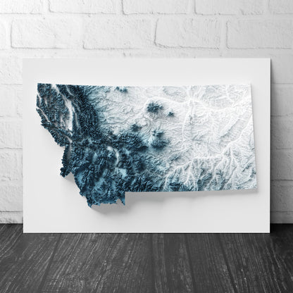 Montana Art Relief Map - 2D Print - USA Geology - 2D Shaded Relief Map - United States of America