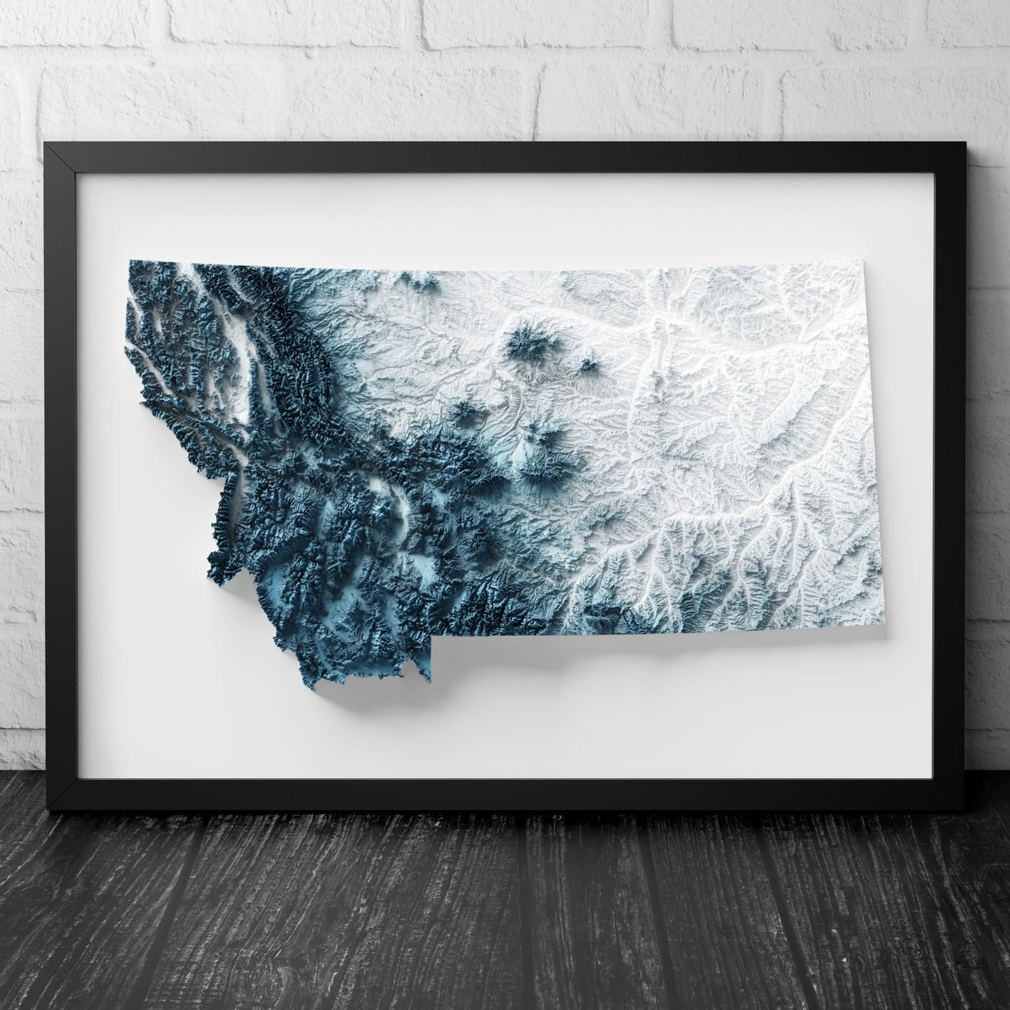 Montana Art Relief Map - 2D Print - USA Geology - 2D Shaded Relief Map - United States of America