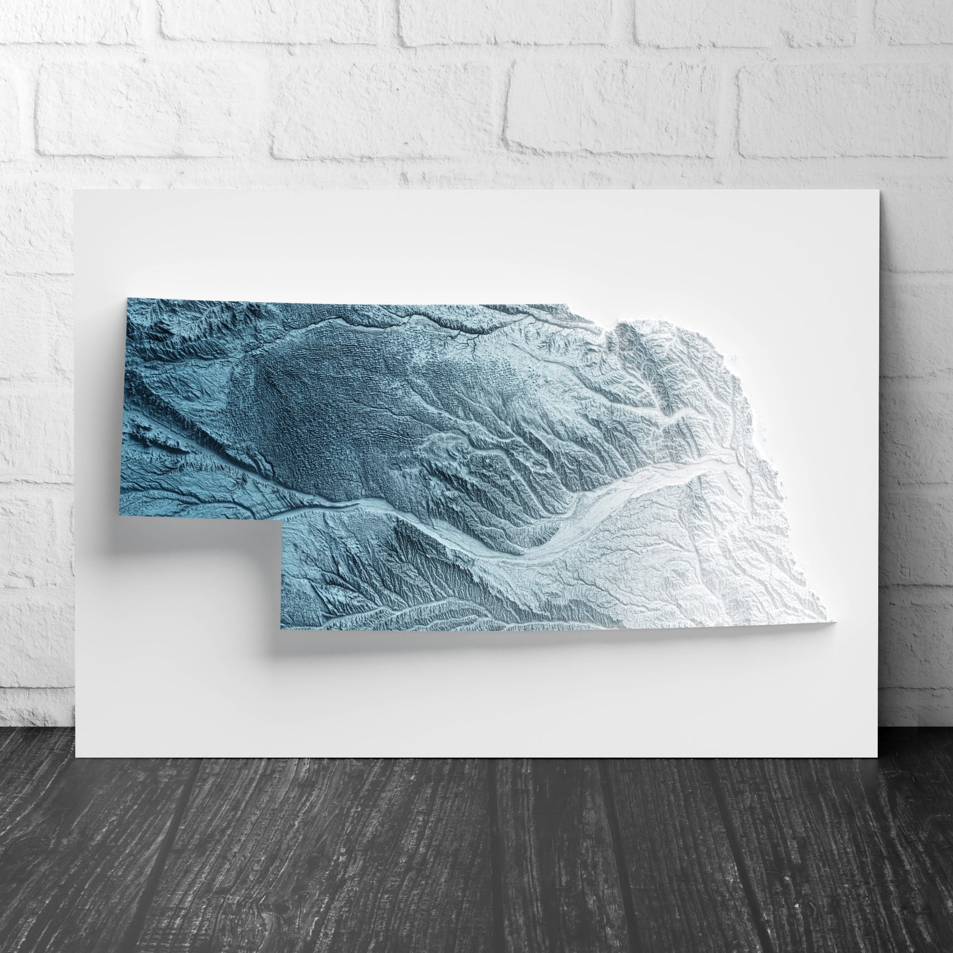 Nebraska Art Relief Map - 2D Print - USA Geology - 2D Shaded Relief Map - United States of America