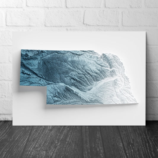 Nebraska Art Relief Map - 2D Print - USA Geology - 2D Shaded Relief Map - United States of America