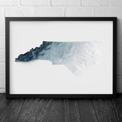 North Carolina Art Relief Map - 2D Print - USA Geology - 2D Shaded Relief Map - United States of America