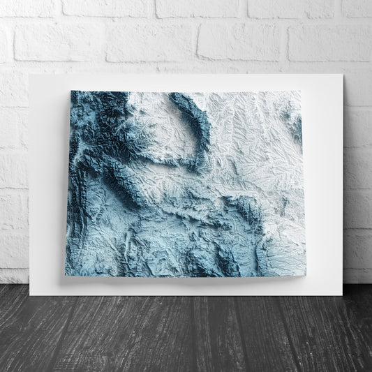 Wyoming Art Relief Map - 2D Print - USA Geology - 2D Shaded Relief Map - United States of America