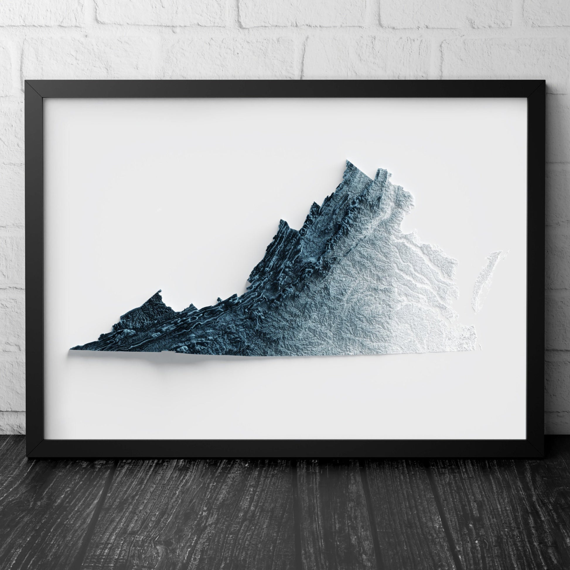Virginia Art Relief Map - 2D Print - USA Geology - 2D Shaded Relief Map - United States of America