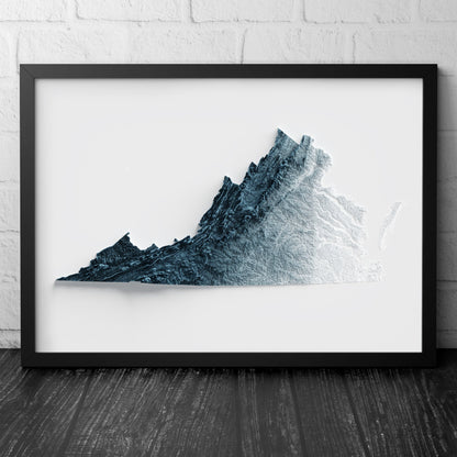 Virginia Art Relief Map - 2D Print - USA Geology - 2D Shaded Relief Map - United States of America