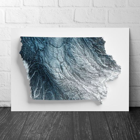 Iowa Art Relief Map - 2D Print - USA Geology - 2D Shaded Relief Map - United States of America