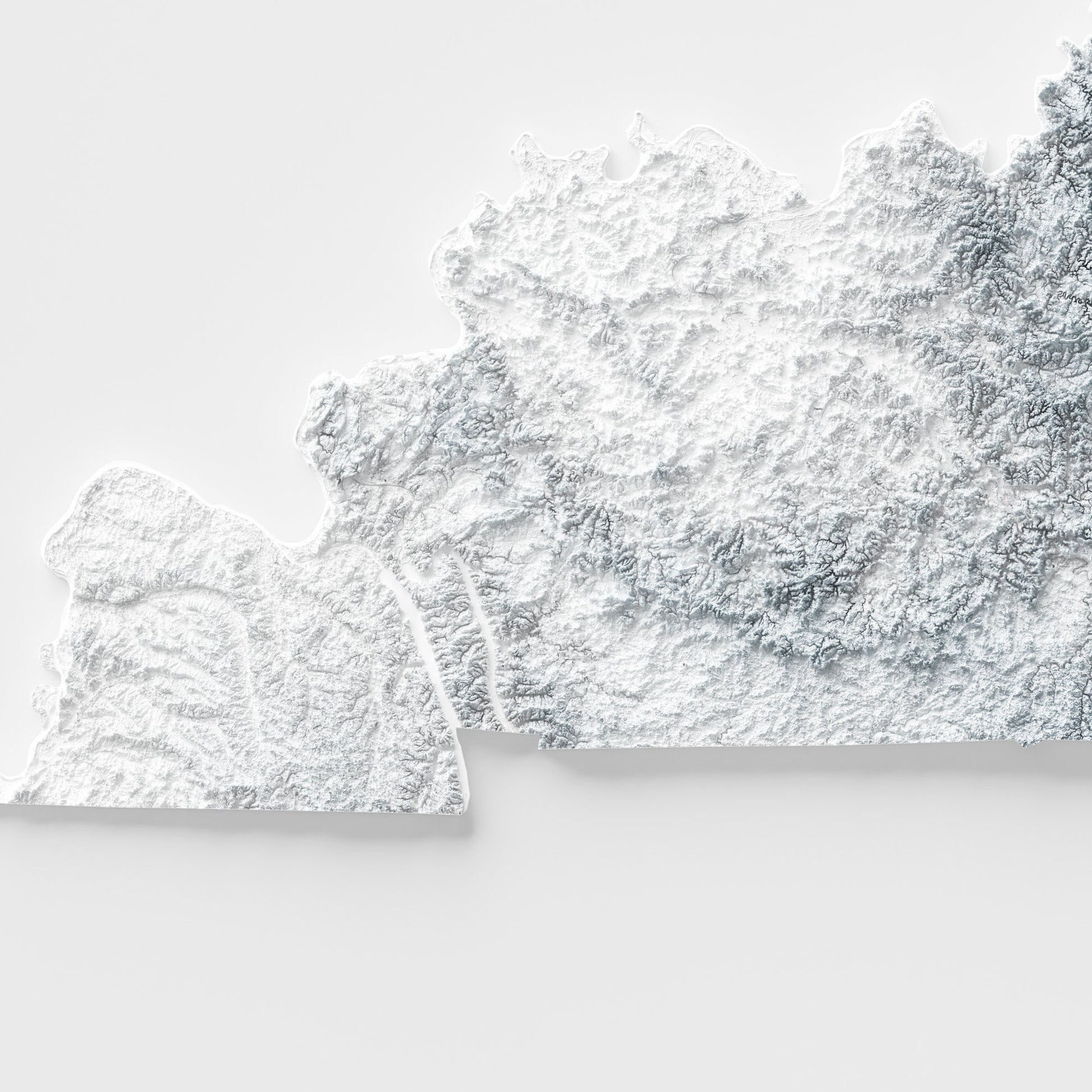 Kentucky Art Relief Map - 2D Print - USA Geology - 2D Shaded Relief Map - United States of America