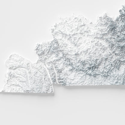 Kentucky Art Relief Map - 2D Print - USA Geology - 2D Shaded Relief Map - United States of America