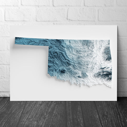 Oklahoma Art Relief Map - 2D Print - USA Geology - 2D Shaded Relief Map - United States of America