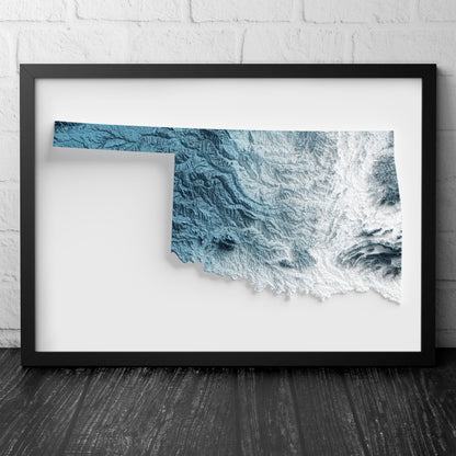 Oklahoma Art Relief Map - 2D Print - USA Geology - 2D Shaded Relief Map - United States of America