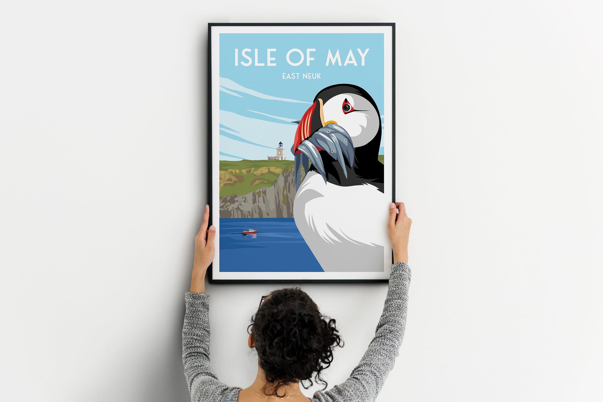 Isle of May Travel Poster - Puffin and Lighthouse | Firth of Forth | Vintage-Inspired Print