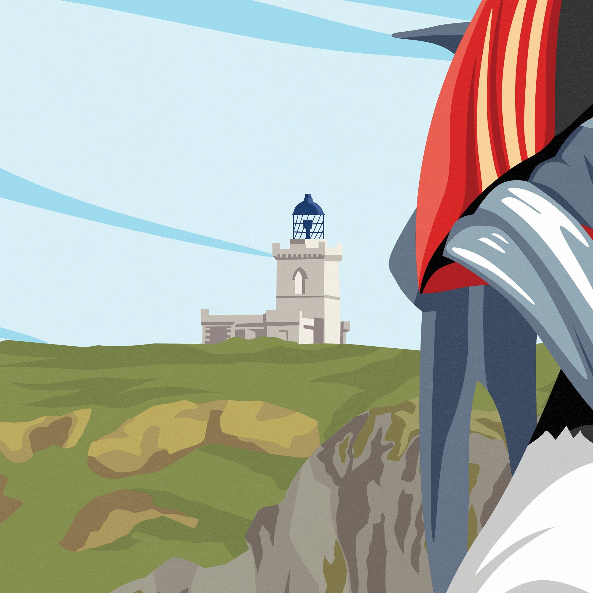 Isle of May Travel Poster - Puffin and Lighthouse | Firth of Forth | Vintage-Inspired Print