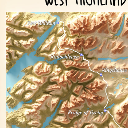 West Highland Way Map | Milngavie to Fort William | Scottish Trails | Drymen - Rowardennan - Inverarnan - Kingshouse - Glencoe - Ben Nevis