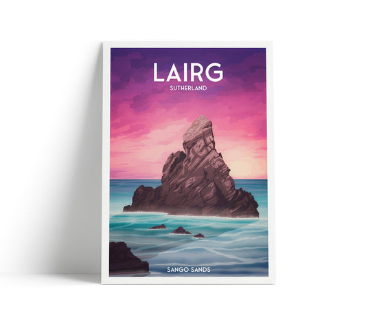 Lairg Print - Sutherland Travel Poster - Sango Sands - Scotland