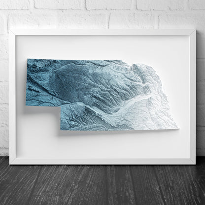 Nebraska Art Relief Map - 2D Print - USA Geology - 2D Shaded Relief Map - United States of America