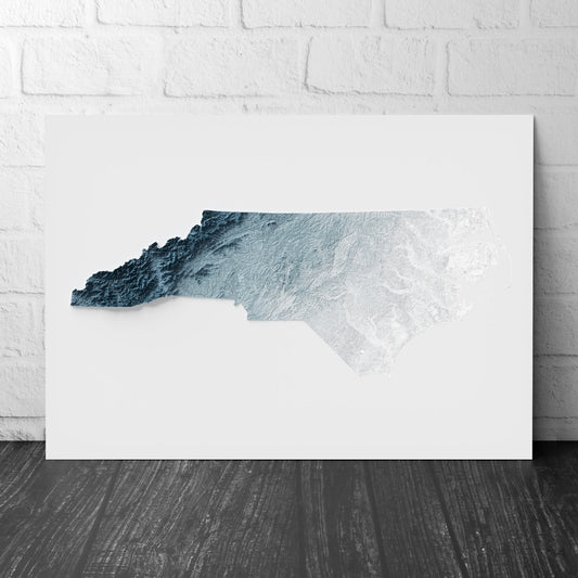 North Carolina Art Relief Map - 2D Print - USA Geology - 2D Shaded Relief Map - United States of America
