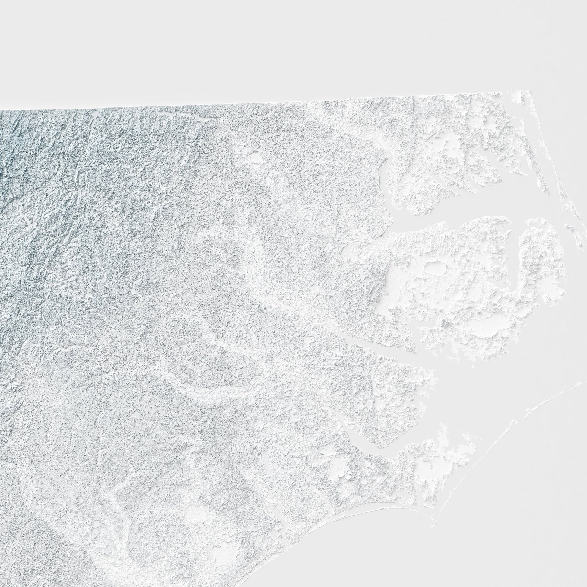 North Carolina Art Relief Map - 2D Print - USA Geology - 2D Shaded Relief Map - United States of America