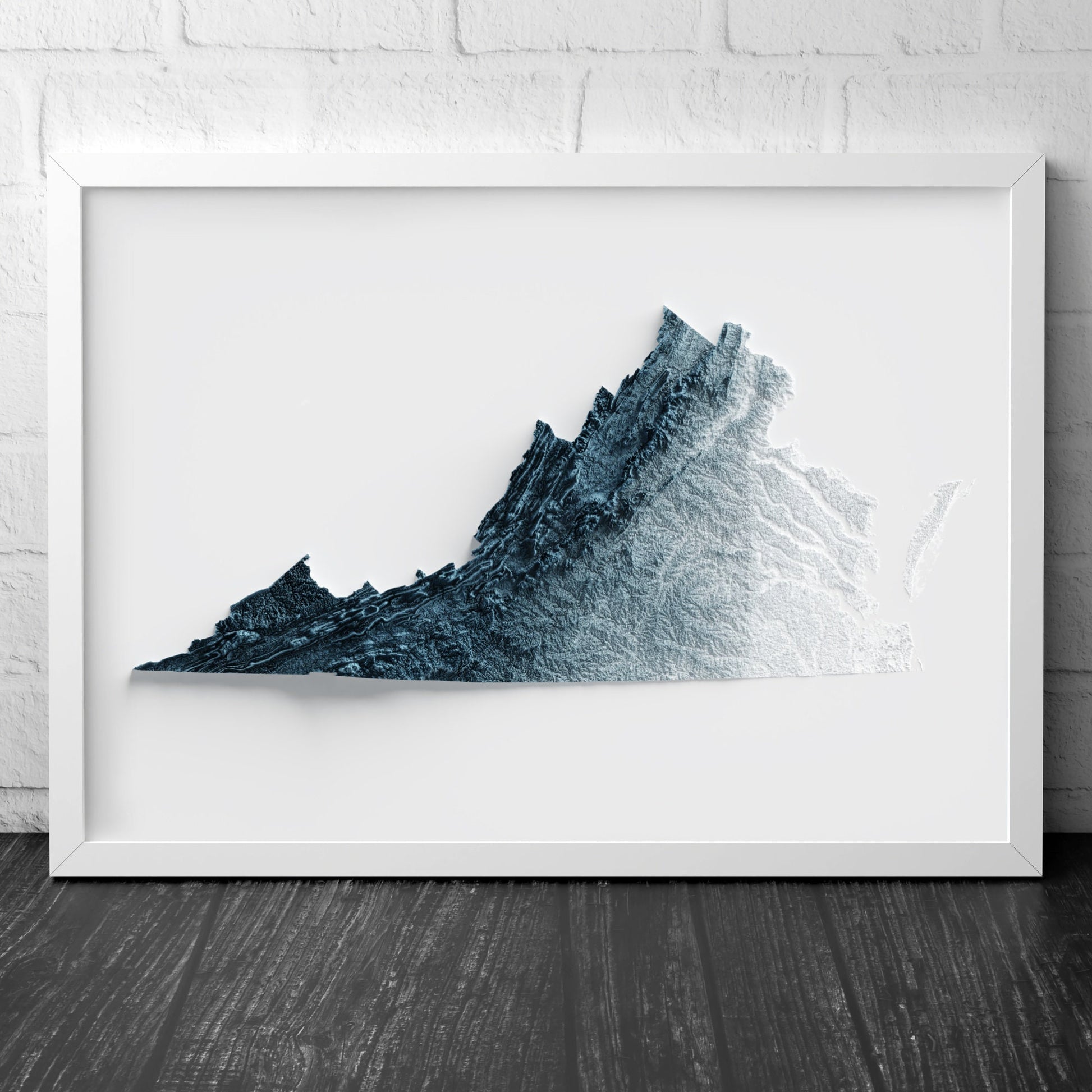 Virginia Art Relief Map - 2D Print - USA Geology - 2D Shaded Relief Map - United States of America