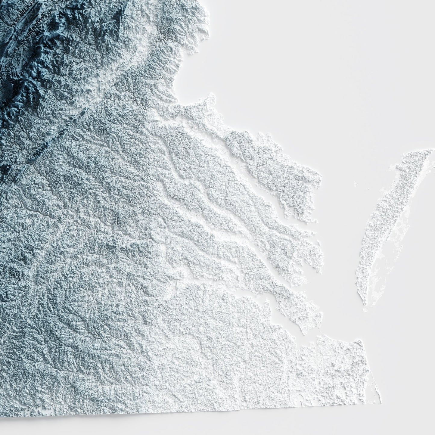 Virginia Art Relief Map - 2D Print - USA Geology - 2D Shaded Relief Map - United States of America