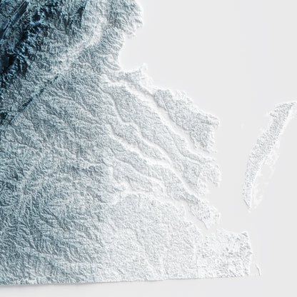 Virginia Art Relief Map - 2D Print - USA Geology - 2D Shaded Relief Map - United States of America