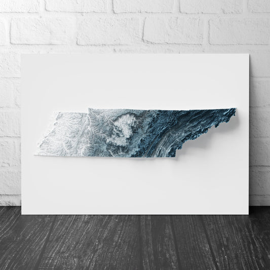 Tennessee Art Relief Map - 2D Print - USA Geology - 2D Shaded Relief Map - United States of America